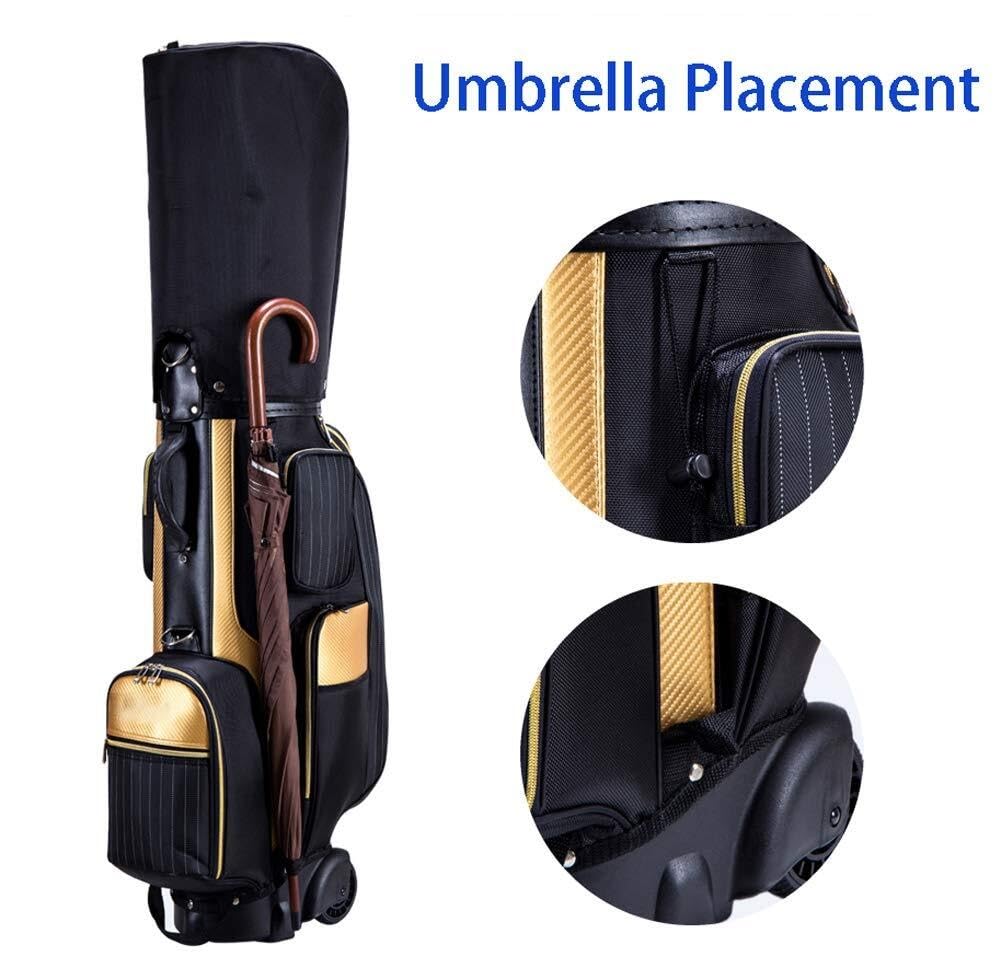 Golfschlägertaschen for Herren, schwarzer, Schwerer Tragetaschenständer mit Rädern und Hebeln | Leicht zu tragende Umhängetasche mit 3-Wege-Unterteilung for den Golfplatz
