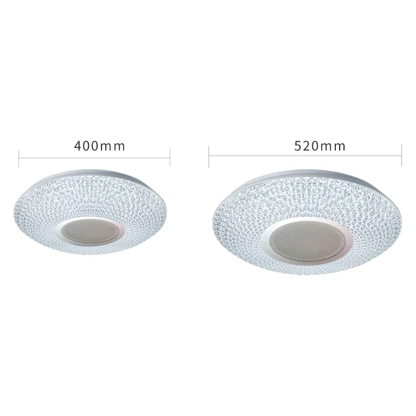 Kryształowa lampa sufitowa LED z pilotem zdalnego sterowania i aplikacją, nowoczesna lampa sufitowa RGB z 3 głośnikami Bluetooth, sypialnia, salon, łazienka, wodoodporny klosz z gwiaździstym niebem
