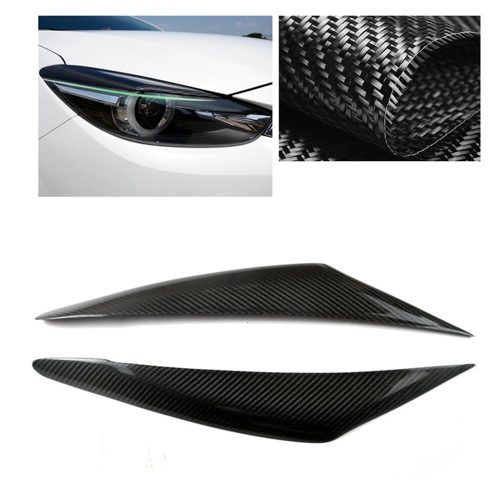 Naklejka na przedni reflektor z włókna węglowego, osłona na brwi, wykończenie powieki reflektora, Compatible With Mazdy, 3 Axela 2017-2018