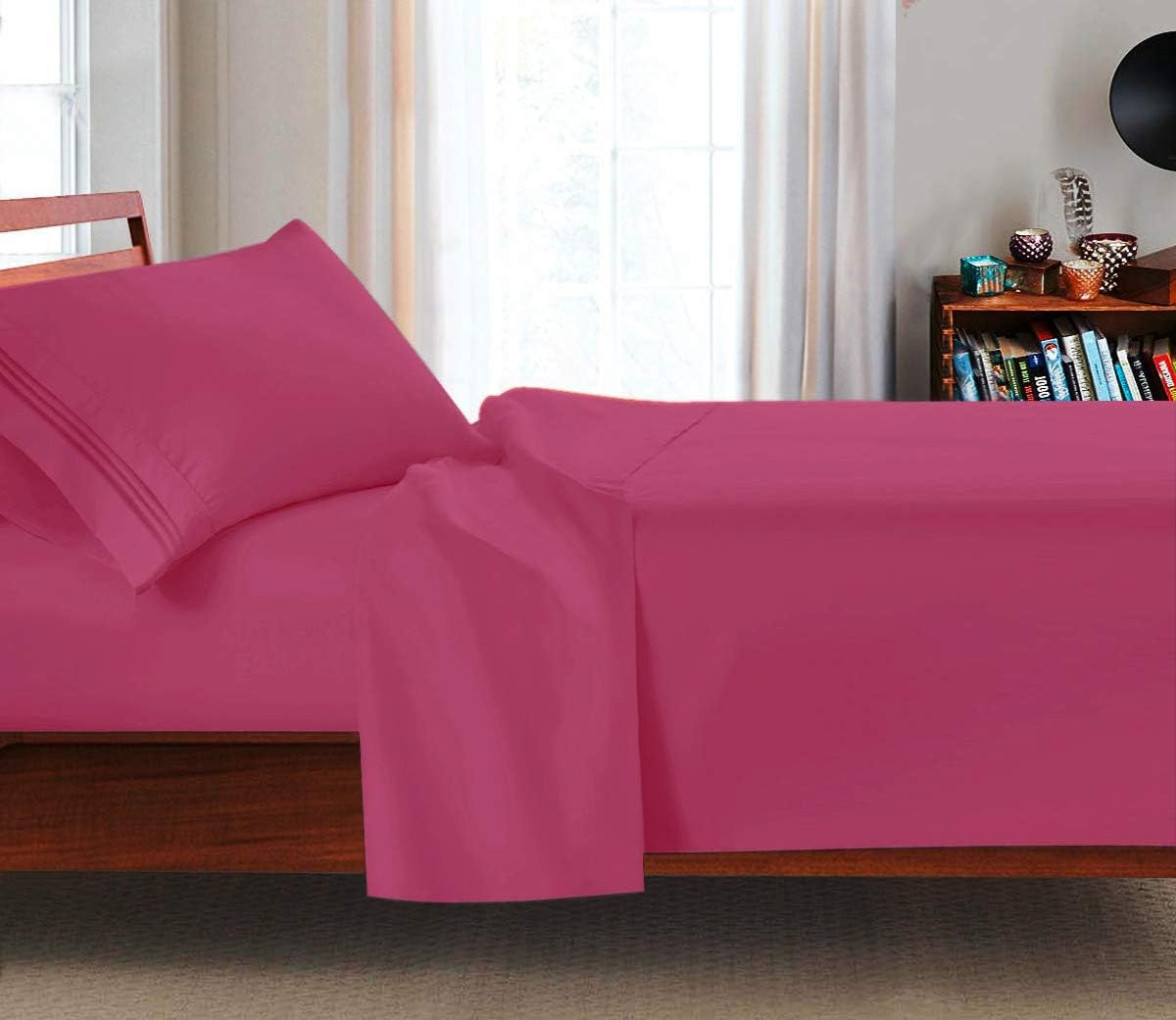 Clara Clark Twin XL 3Pc Sheet Set - Fits College Dorm Room Beds Extra Soft - Deep Pockets, Magenta