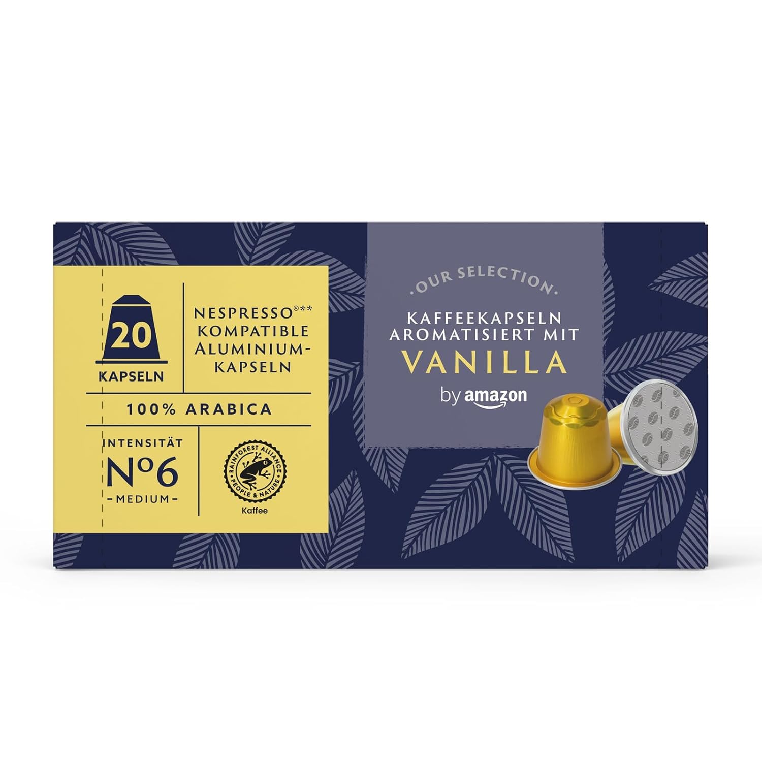 by Amazon Aluminium-Kaffeekapseln mit Vanillearoma, kompatibel mit Nespresso, 20 Stück (1 Packung mit 20 Stück) – Rainforest Alliance-zertifiziert