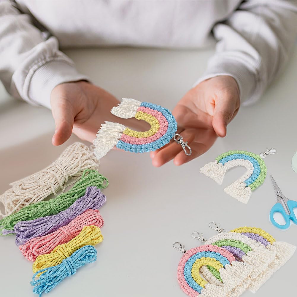 SUNSK Macrame Portachiavi Portachiavi Arcobaleno e Ciondolo con Nappa Portachiavi bohémien Portachiavi Arcobaleno Tessitura Adatto per Auto accessori borsa da donna 4 pezzi