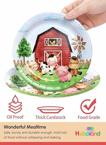 Miniatura 4 de Juego de platos para fiesta de cumpleaños de acuarela para 25 invitados, 127 piezas de decoración de fiesta de animales de granja, platos de papel,