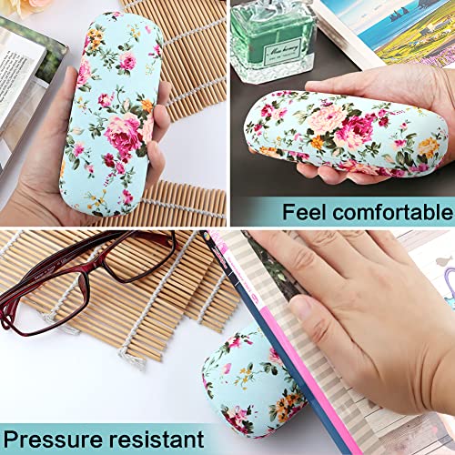 Image of Glasses Case Hard Shell Eyeglass Case for Women Fabrics Floral Retro Spectacle Case Box Portable