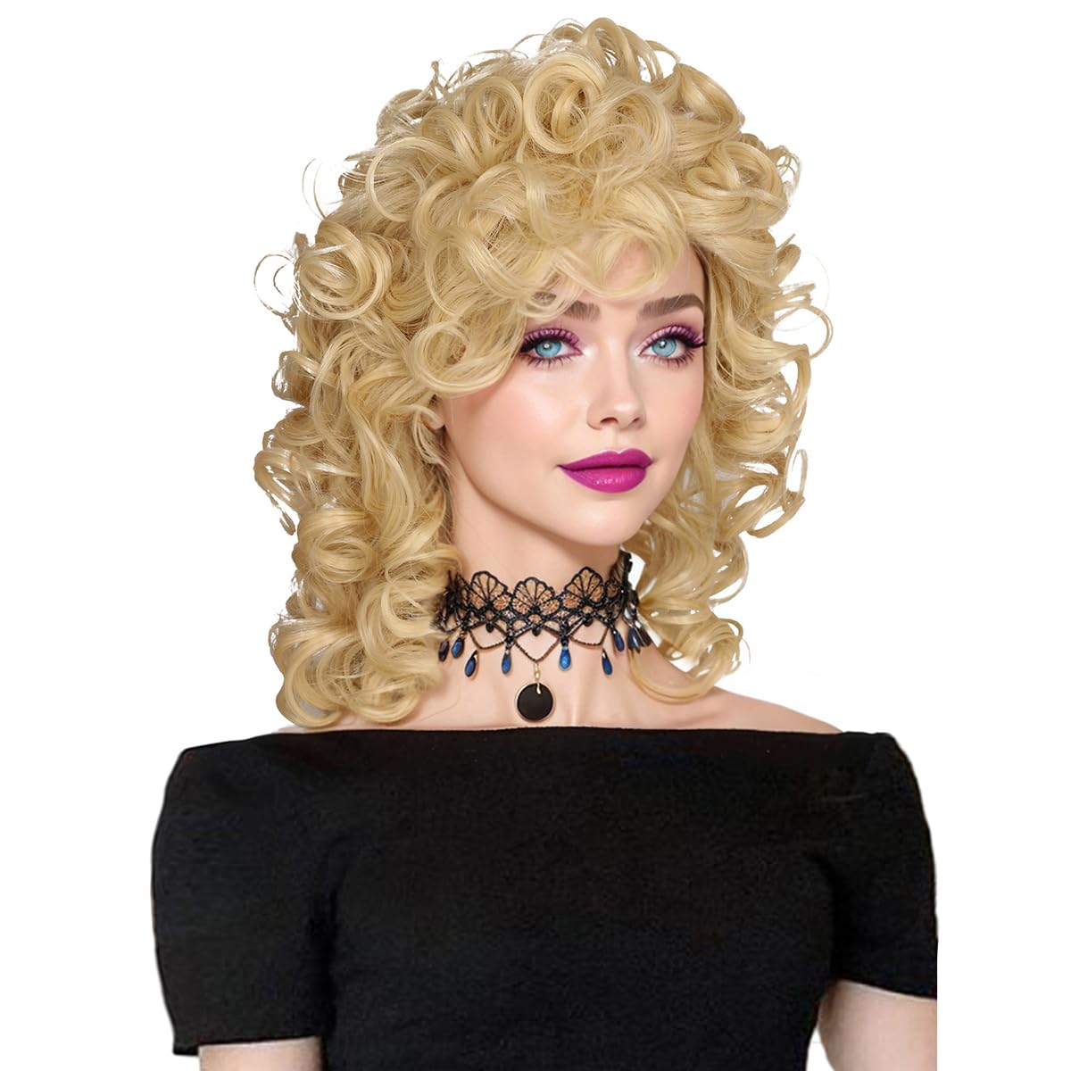 Medium Long Curly Blonde Rocker Wig for Women France Ubuy