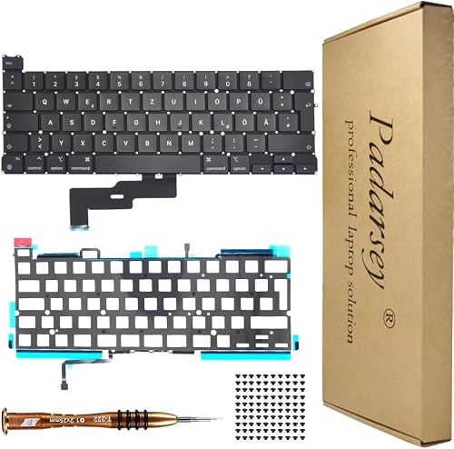 Pardarsey Zamienne podświetlenie tła niemiecka klawiatura QWERTZ kompatybilna z MacBook Pro 13" A2338 2020 2022 rok klawiatura + śrubokręt + śruby