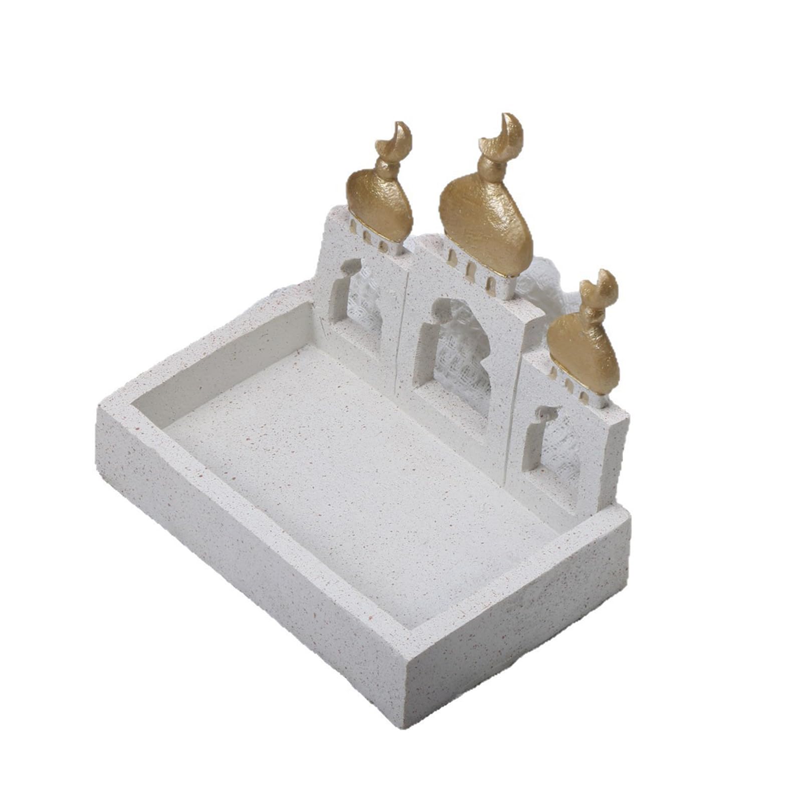 Modello Torre Di Moschea Oro E Bianco Con Scatola Di Immagazzinaggio Ramadans Eid Home Decors Ornamento Decorativo Per Tavolo Libreria Decorazioni Ramadan