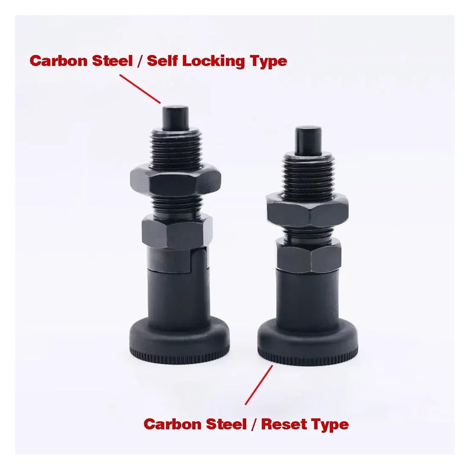 Plunger Pin, 2Pcs Carbon Steel Knob Plunger Self-Locking Indexing Pin/Reset Spring Positioning Pin M10M12M16M20 for Industrial Mechanical Use(M16,Reset Type)