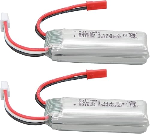 Miniatura 7 de 2 baterías de litio para aviones RC 7.4 V 600 mAh 801855 con enchufe JST compatibles con Wltoys XK A280 RC Aircraft
