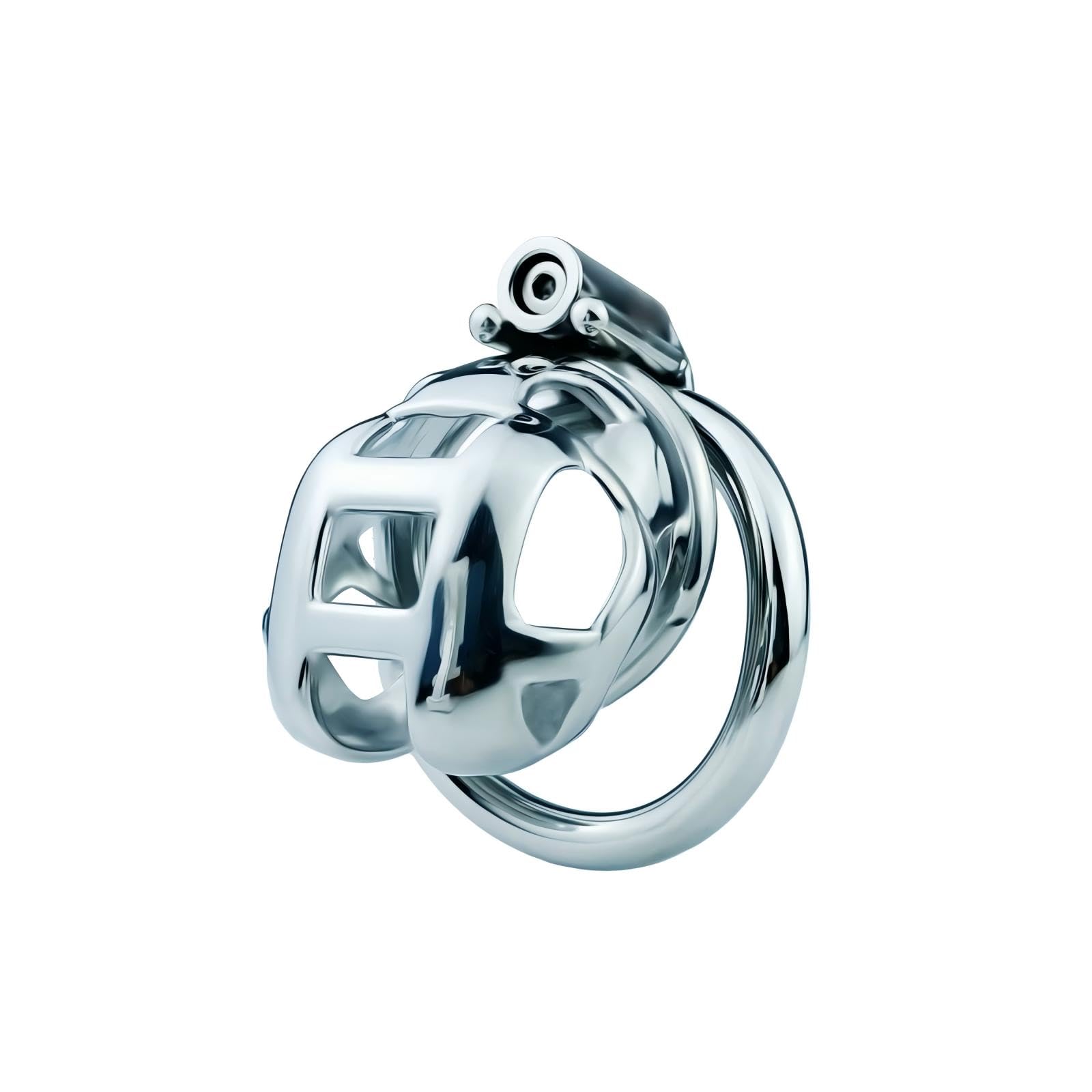 Cage de Chasteté pour Pénis en Métal Sex Toýs Homme Chastity Cage avec Verrouillage à Vis et Outil de Retrait Cage de Chastetée en Acier Inoxydable pour le Bondage du Pénis Masculin (L,50mm)