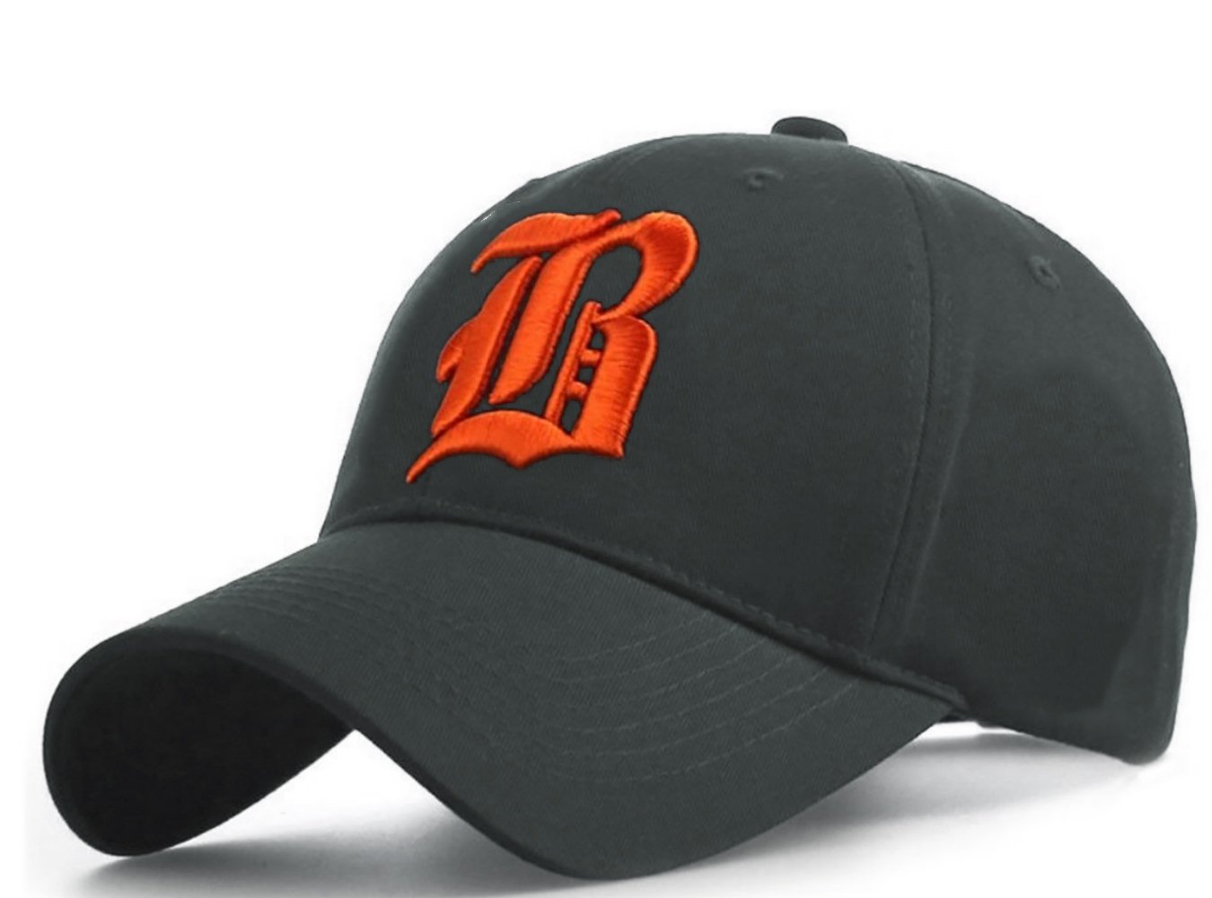 4Sold 1976 Men's B Gray Orange 4Sold Casual Baseball Gothic B Letter Cap Caps Snap Back Hat Hats Snapback (B Gray Orange)