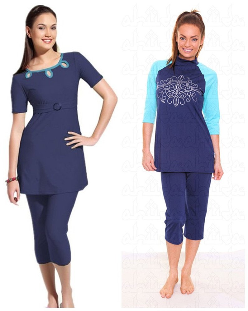 Nuovo Musulmano Costumi da bagno islamico Donne Manica corta Modesto Costume da bagno beachwear burkini Signora Eruzione cutanea surf Completo da Costume