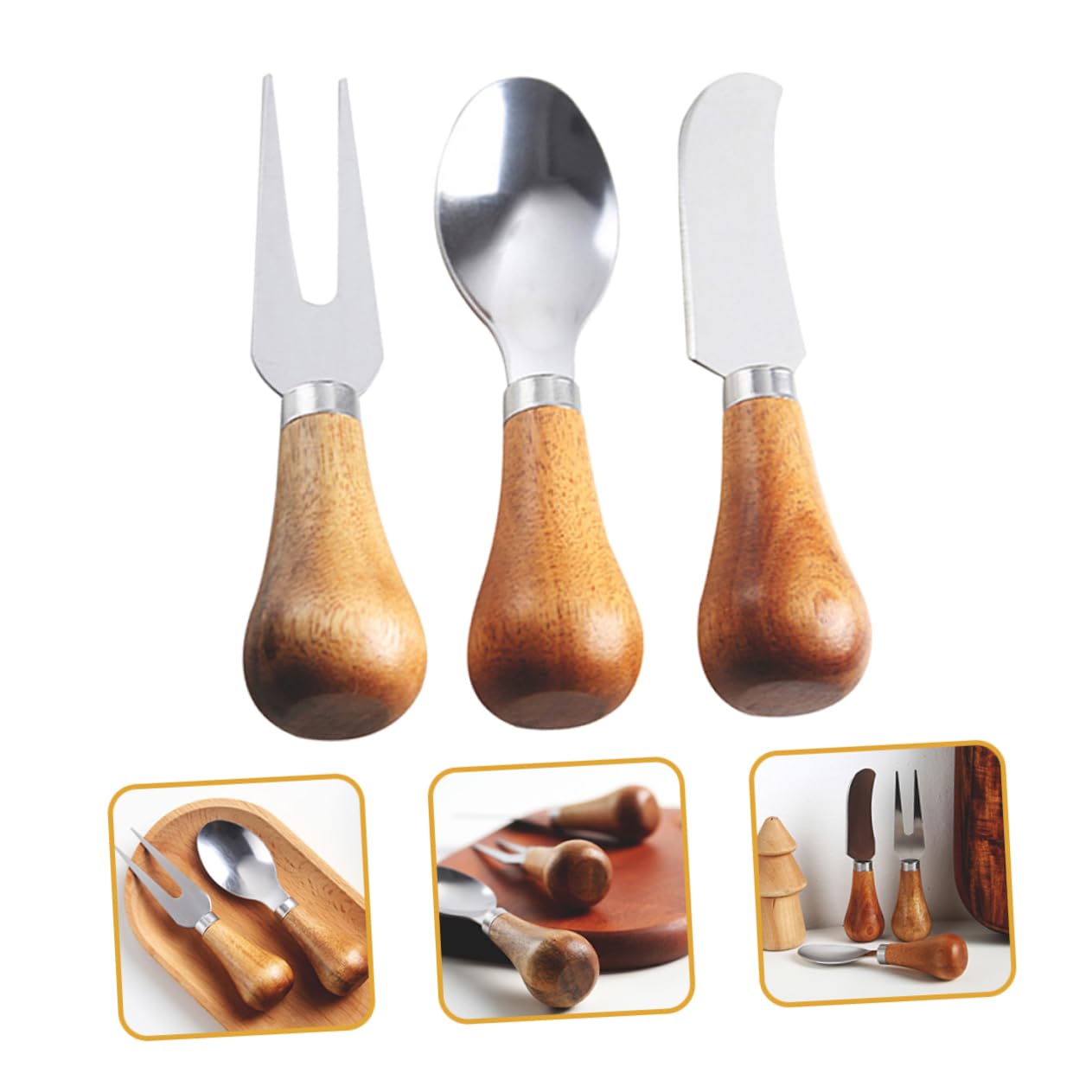 HOLIDYOYO Cheese Knife Set Kitchen Cheese Fork Stainless Steel Household Kitchen Supplies