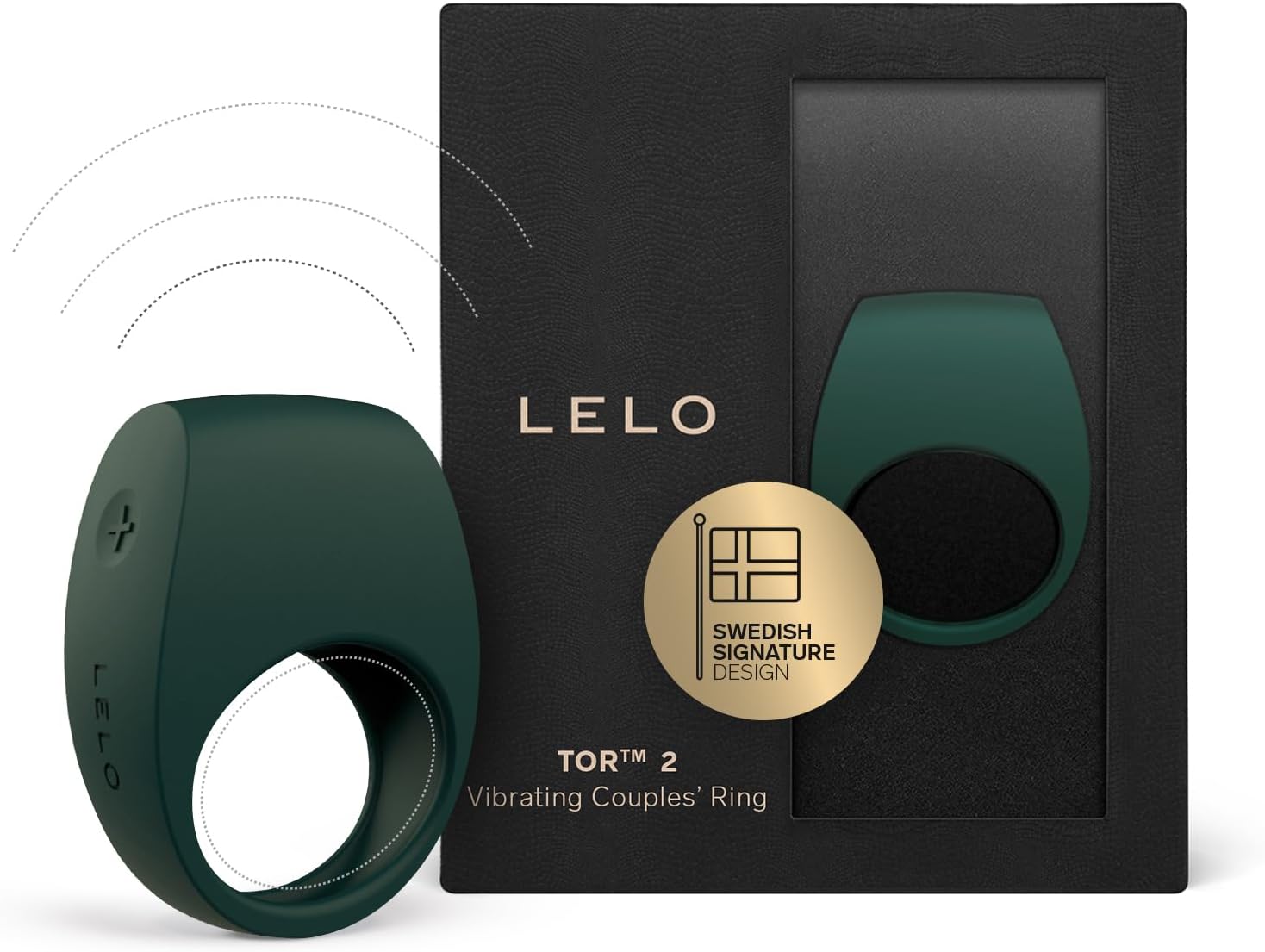 LELO TOR 2 Intimate Vibrating Cock Ring, Reusable Sex Toys for Couples, Love-Ring with 29 mm / 1.1 inch Diameter for More Bedroom Fun, Green
