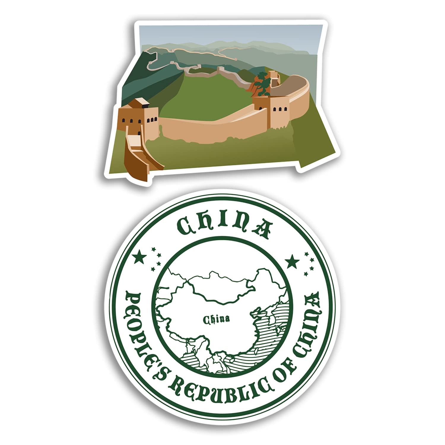 Dv Design Multi 2 X 10Cm Wide Great Wall Of China Vinyl Stickers - Republic Chinese Landmarks Holiday Travel Adventure Travel Map Flag Country Scrapbooking Gift #78742