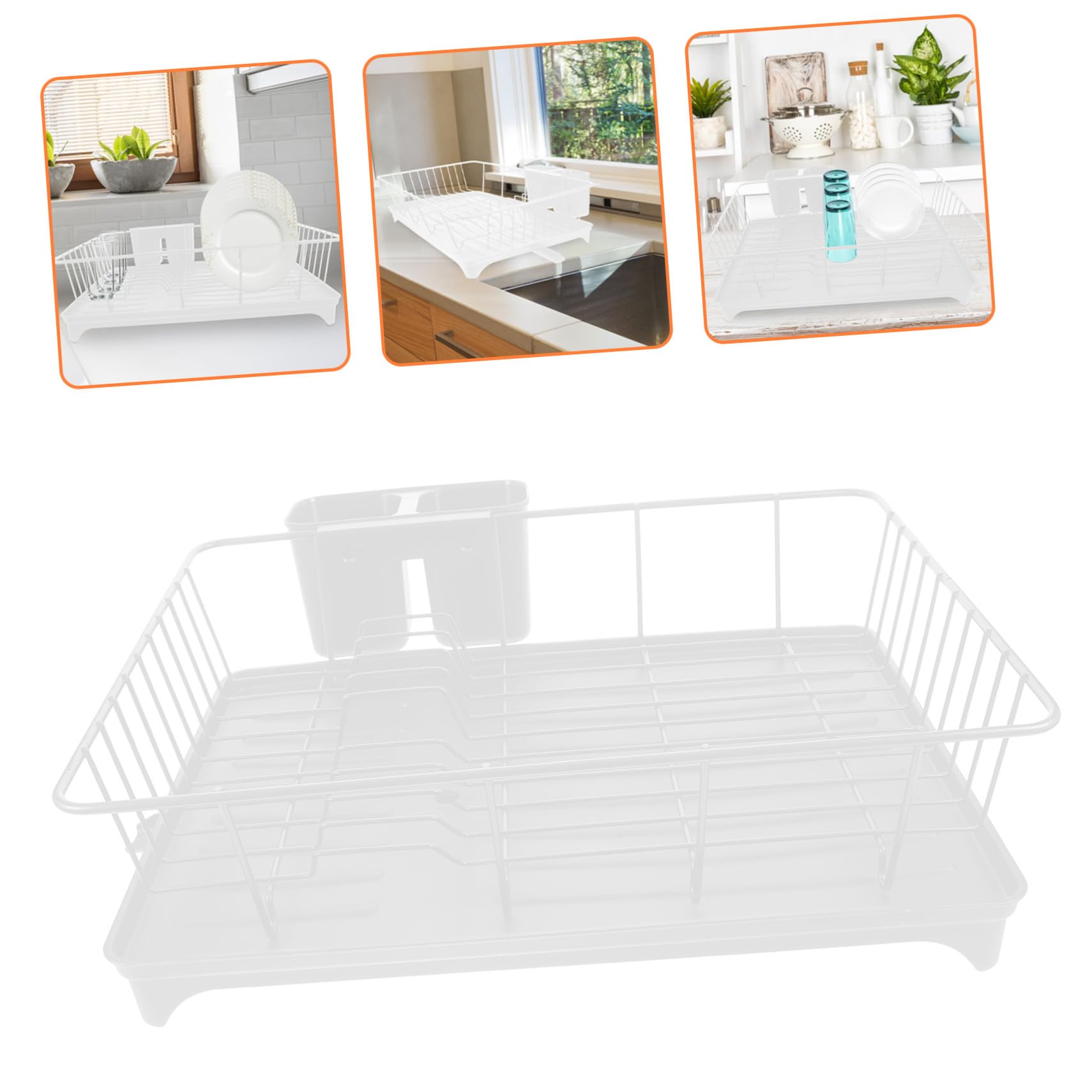 escurridor de vajilla, Rejilla for secar platos con soporte for cubiertos y drenaje automático for, tazas utensilios