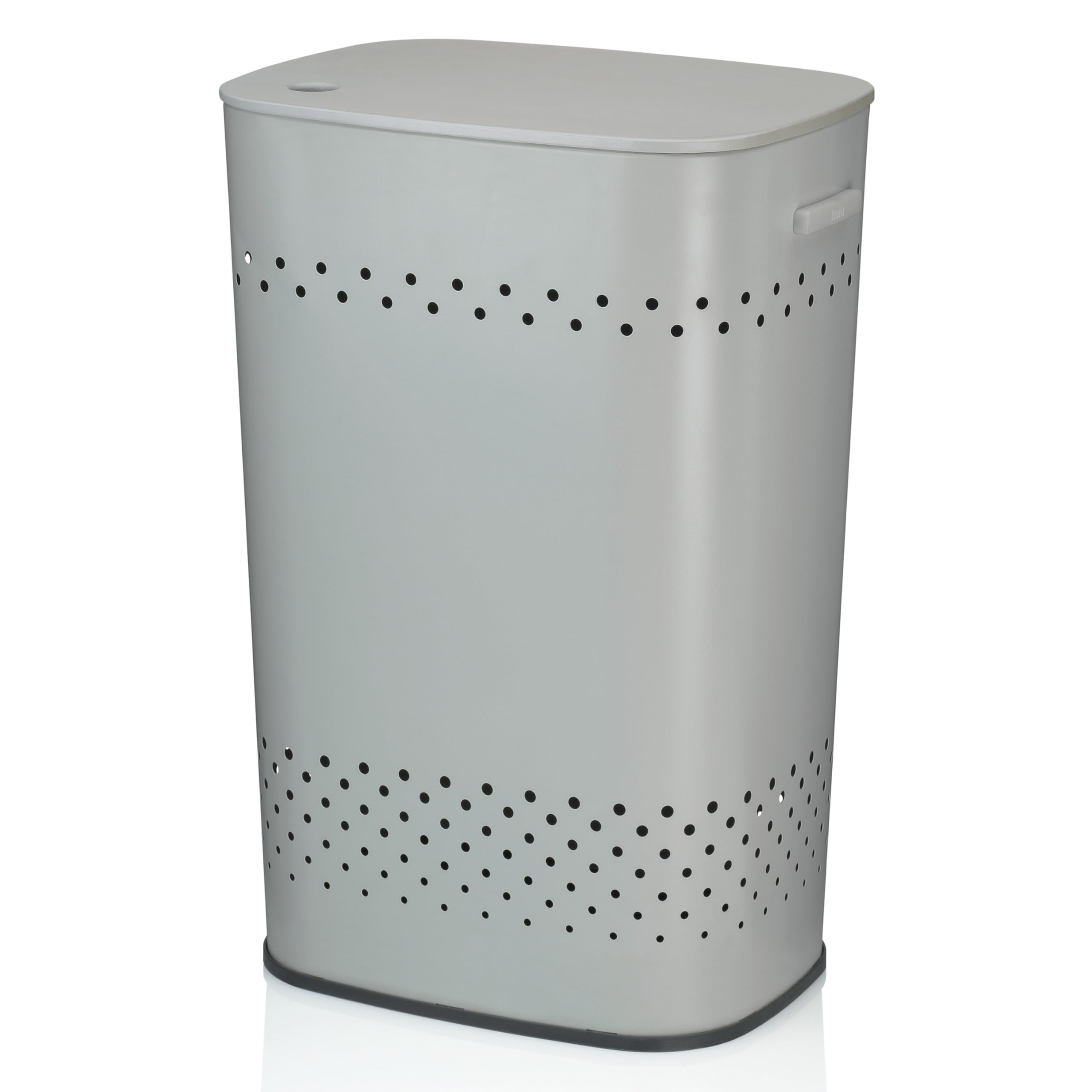 Kela Lightgrey Sitting Laundry Basket With Lid, Laundry Collector With Good Air Circulation, Laundry Bin 39.5 X 29.5 X 57.5 Cm, Malaga, Metal Basket Light Grey