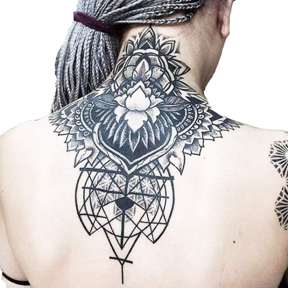 Extra Large Temporary Flower Tattoo for Women Adult Temporary Neck Long-lasting Temporary Realistic Fake Unique Tattoo Mandala Body Flower Sticker Women Real Look Fake Tattoo Plain Tattoo Sticker 1