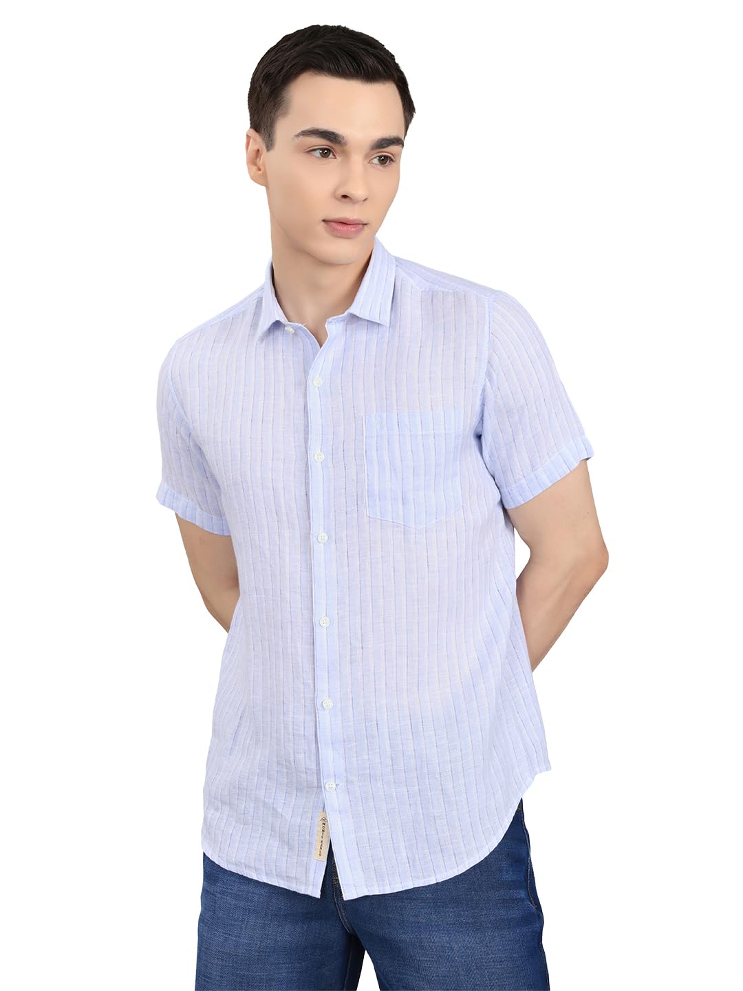 monte carlo Mens Regular Fit Stripes Half Sleeve Collar Shirt (Pack of 1)-picture-38