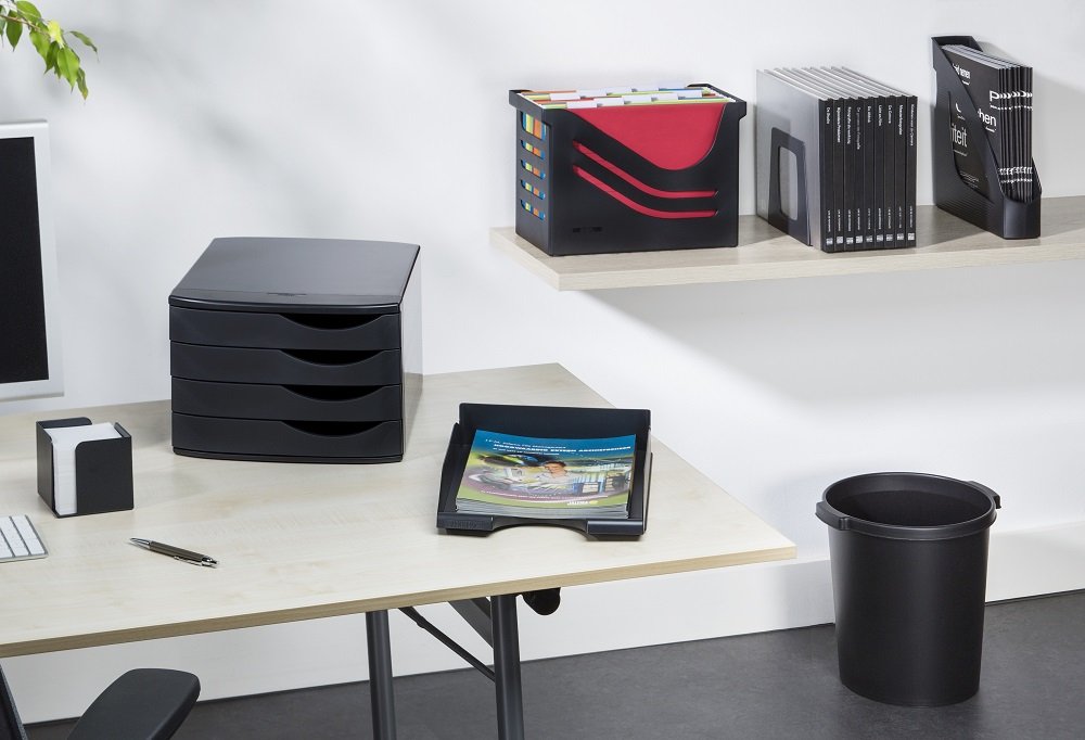 Jalema 2642554990 Stehsammler Re-Solution, Zeitschriftensammler, Zeitschriftenständer, Aktenhalter für Büro, aus 100% Recycling-Kunststoff, Blauer Engel zertifiziert, 10er Packung, schwarz