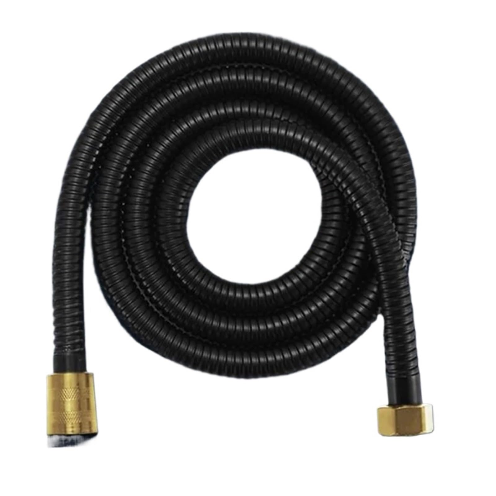 Fbanulpex Black Universal Chrome Shower Pipe, Shower Hose Brass Stainless Steel Silver 1.5-3M(,2.0M)
