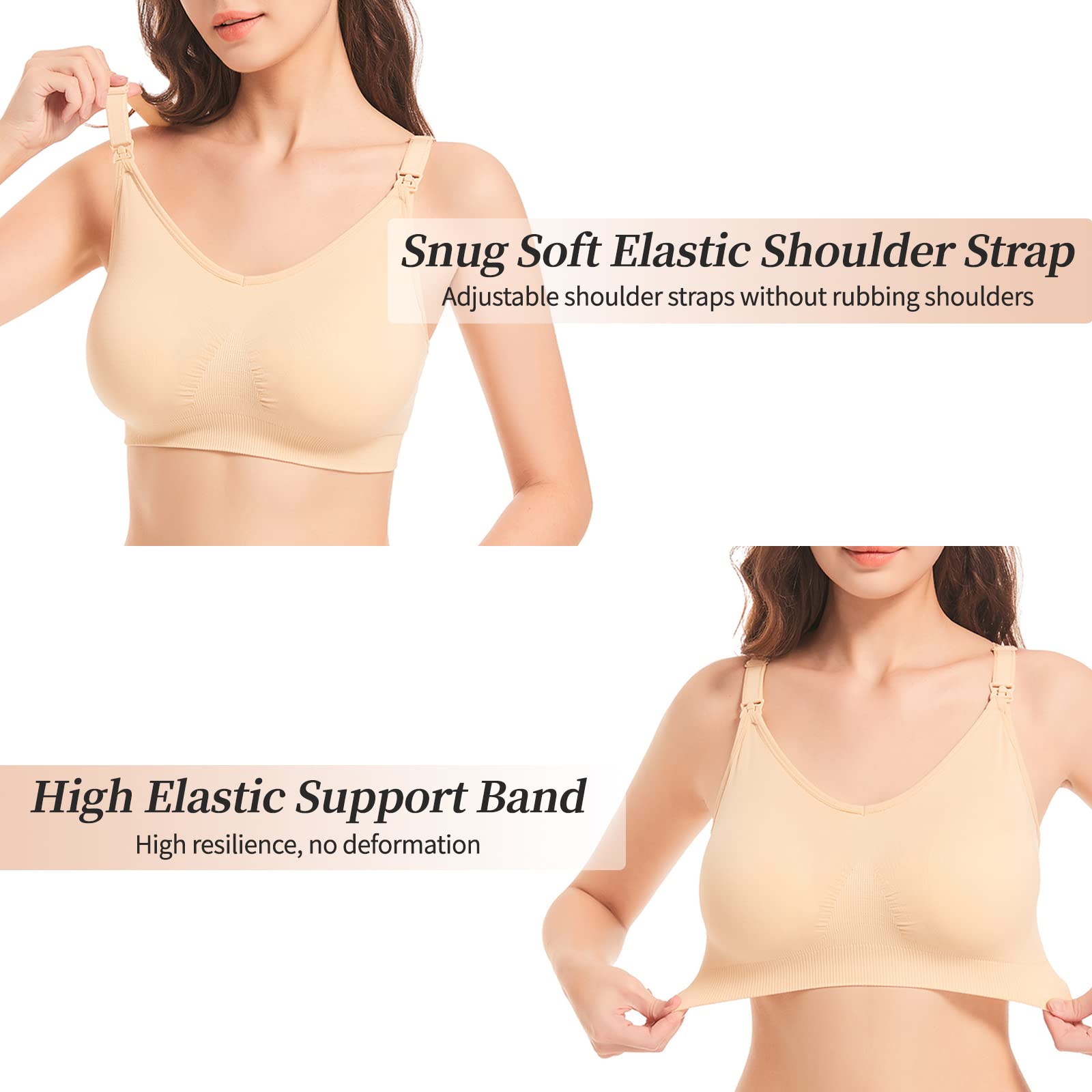 Sujetadores Lactancia, 3 Piezas Sin Aros Sujetadores de Maternidad Ultra Confort Sujetador Premama para Mujeres con con Extra brazaletes y Ganchos — view 5