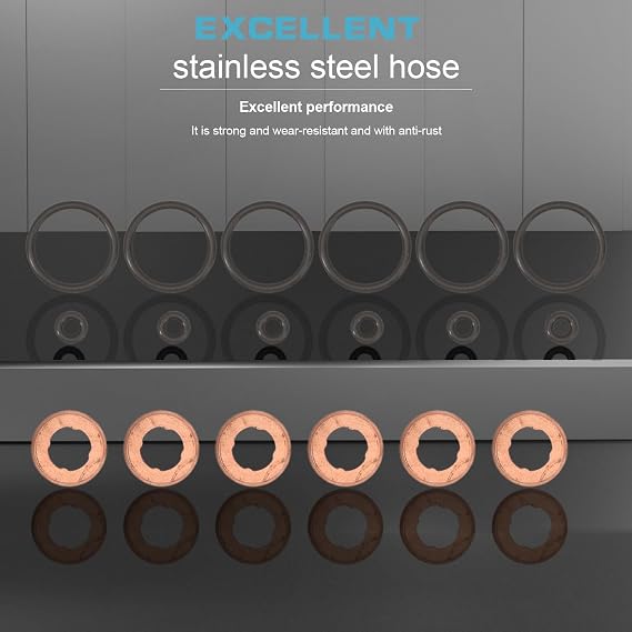 0445116007 Injector Repair Kit Copper Sealing Ring 0445116007 Copper Rings Injector Seal Kit for A1 8X A3 8P A4 B8 A4 B7 A5 8T A6 4G A6 4F A6 C7 Q3 8U Q5 8R TT 8J