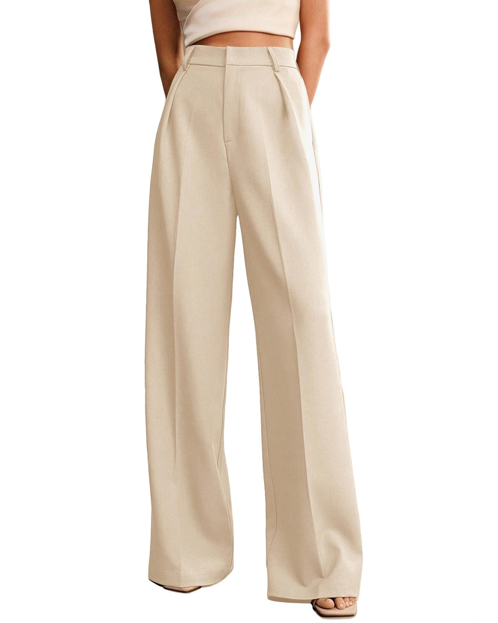 Womens Wide Leg Pants High Waist Straight Work Pants Office Business Casual Palazzo Trousers with Pockets