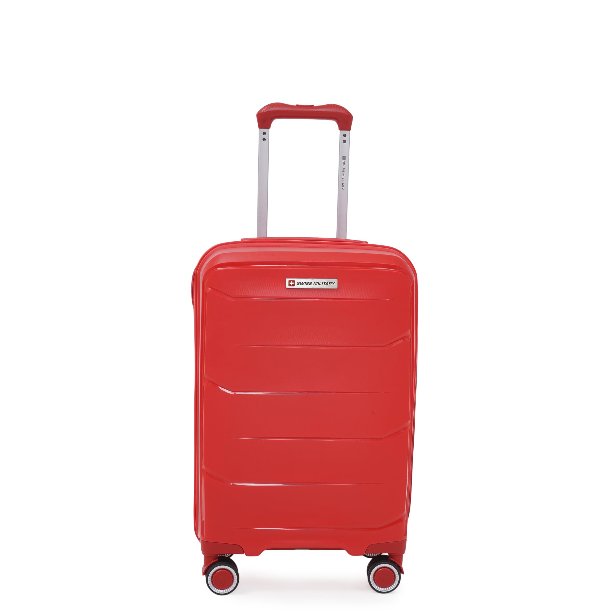 Edge 55cm Lightweight Hardsided Small Cabin Luggage Trolley Bag, Premium PP Suitcase with Anti-Theft Organizer Zipper & Combination Lock, 360° Spinner Wheels 51L Capacity- Red-image-16