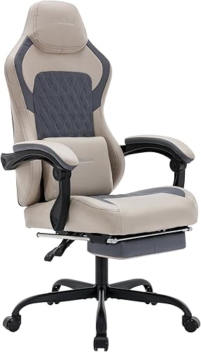 NIONIK Silla de juegos con reposapiés, silla ergonómica para juegos de computadora, sillas de videojuegos lumbares de masaje, silla de juegos de