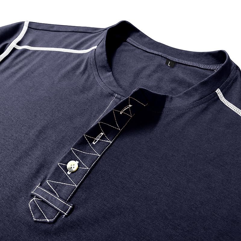 Mens Henley Shirt Long Sleeve Casual Button T-Shirts Fashion Cotton Soft Pullover Shirt2