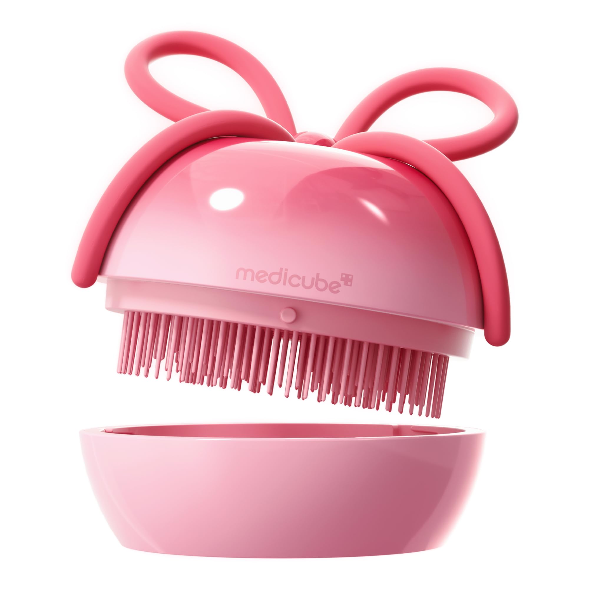 medicube Ribbon Cherry Hair Brush, Detangler for Glass Hair, Pink