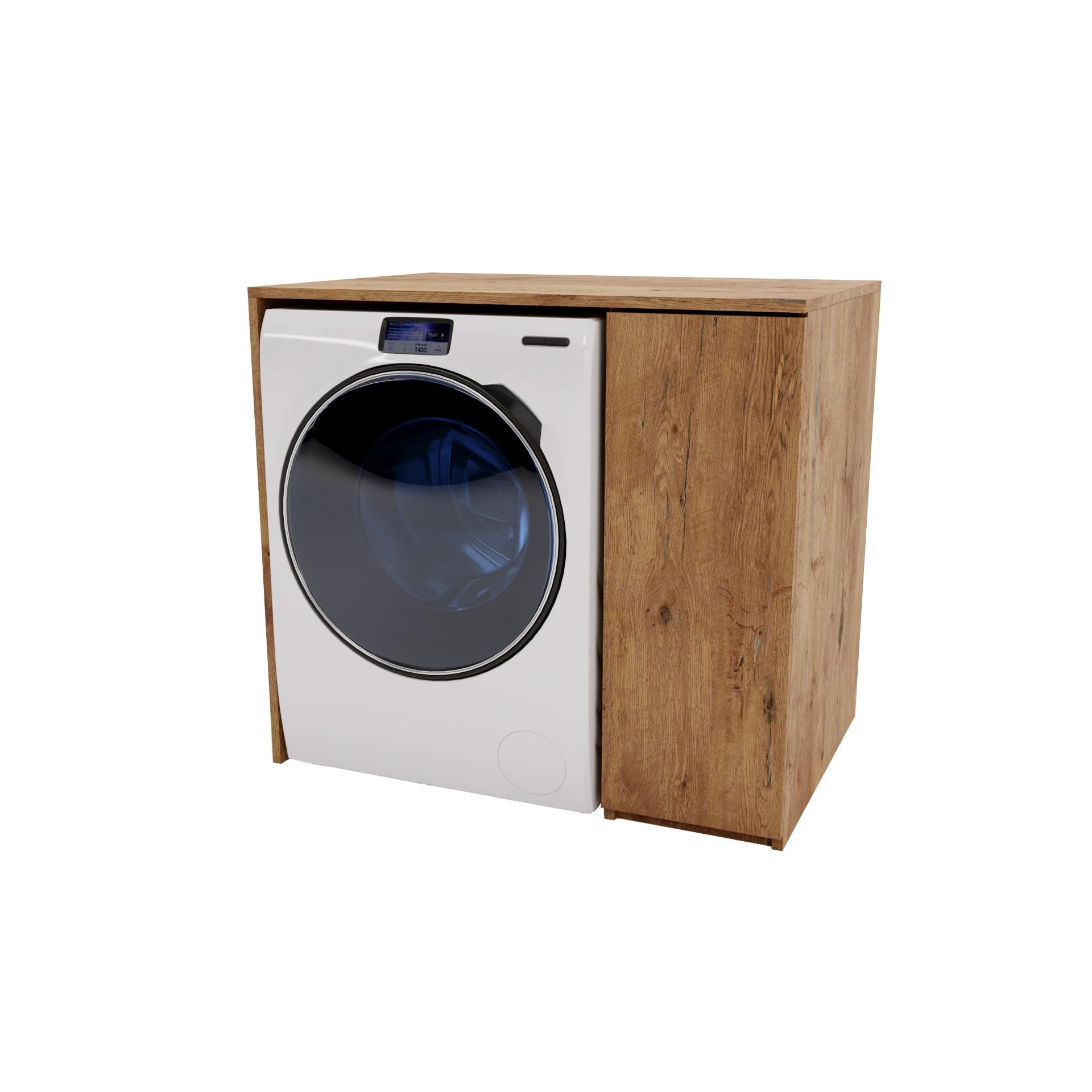 MRBLS_HOME Waschmaschinenschrank 96 X 88,5 X 62 cm (B/H/T) – Überbauschrank mit Stauraum für Trockner oder Geräte – Schrank für Waschmaschine – Trockner Schrank (Retro Eiche)