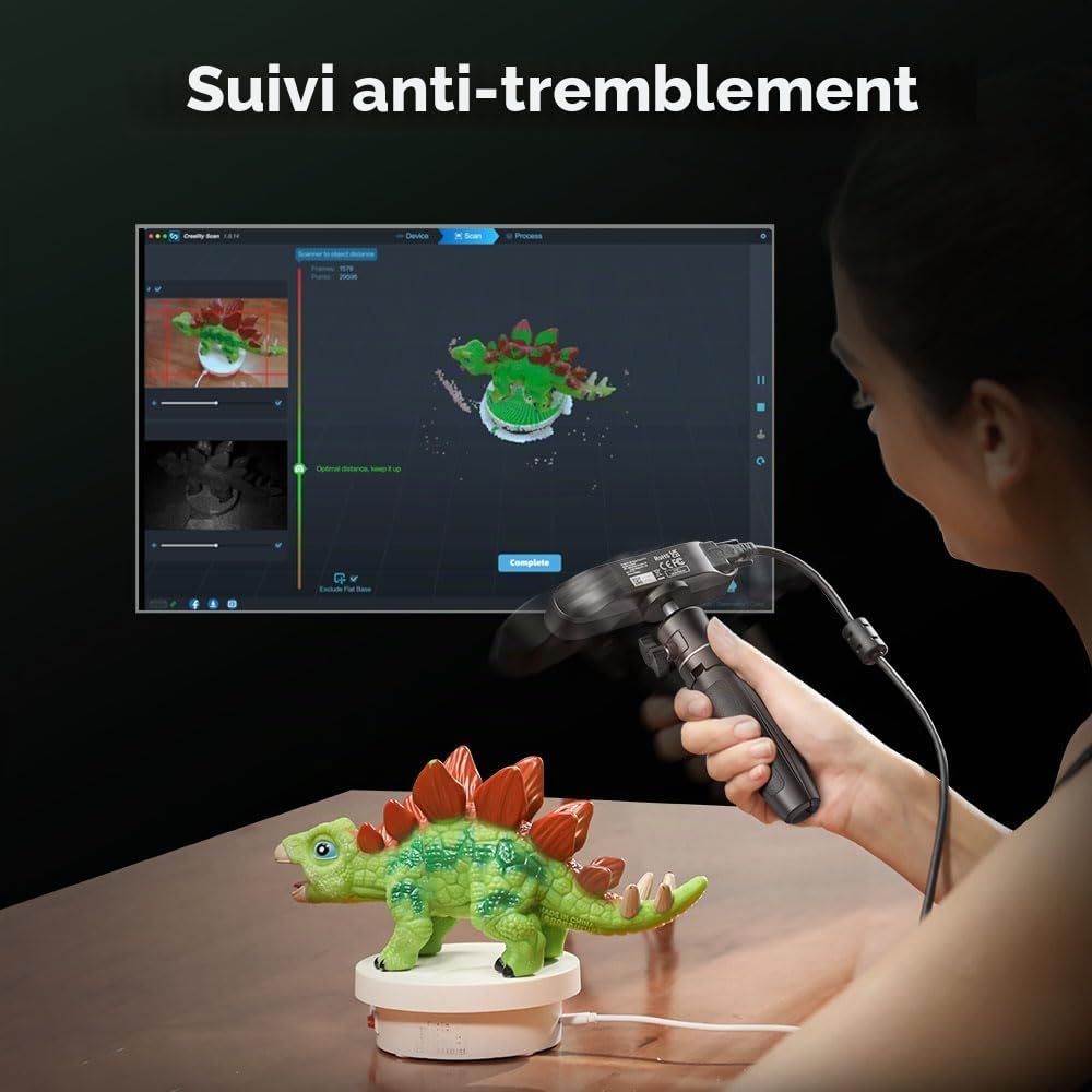 Scanner 3D pour Imprimantes 3D, CR-Scan Ferret SE Machine de Numérisation Portable, 30FPS Vitesse Numérique & 0.1mm Précision, ASIC Chipset Pleine Couleur, Compatible pour PC Windows/Mac OS