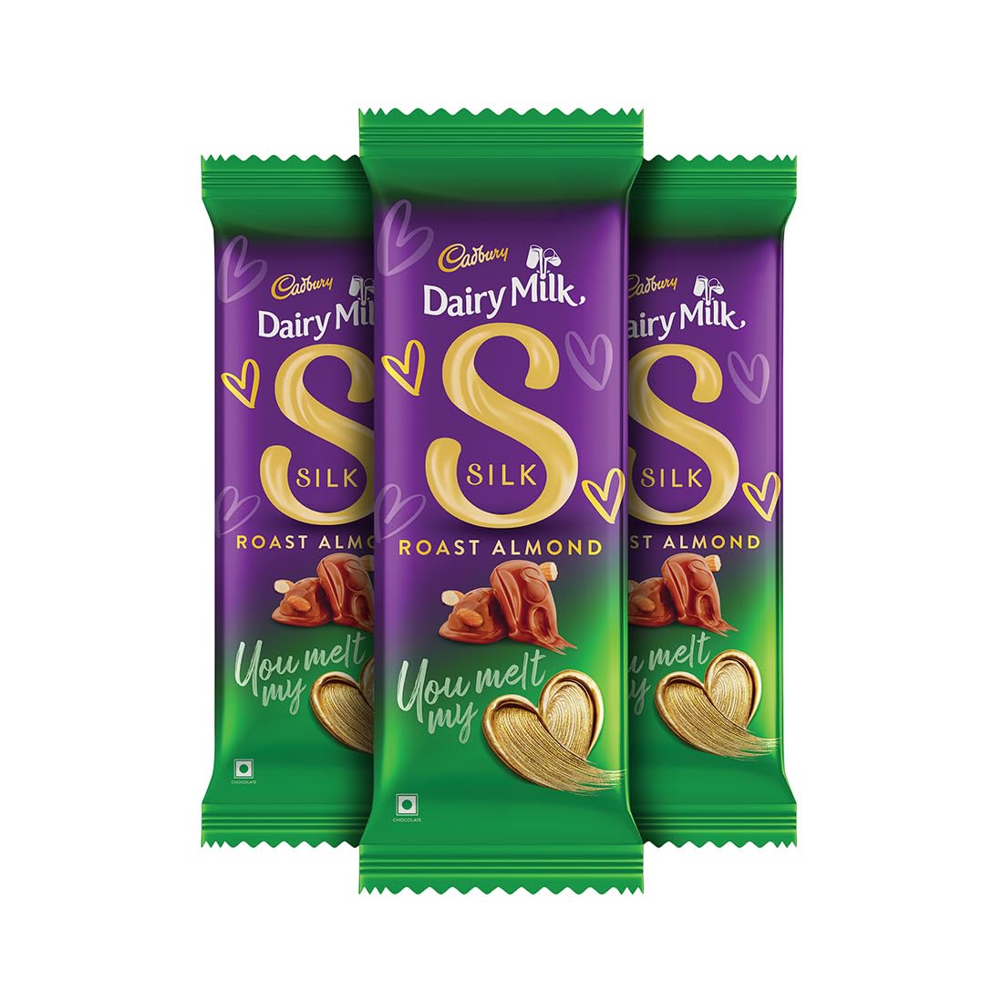 Cadbury Dairy Milk Silk Roast Almonds Chocolate Bar, 134 Grams (Pack of 3)