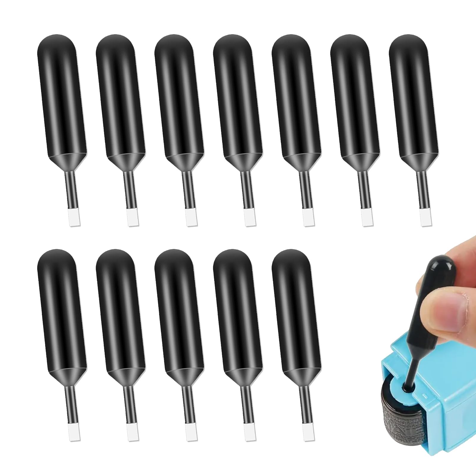 Pence & Moon Collective Black 12 Pcs Address Blocker Stamp(Stamp Ink Refills), Identity Theft Protection Roller Stamp, Confidential Roller Stamp, Stamp Roller Ink Replacement (Black)
