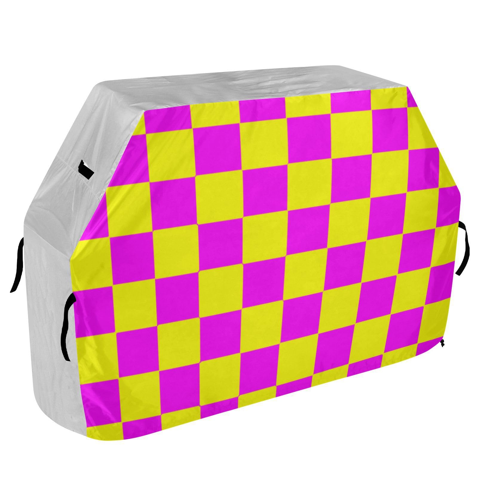 Żółty magenta bawół kratka 155 cm wodoodporny gazowy grill pokrowiec regulowany sznurek ochrona węgla przed kurzem i wiatrem niezbędnik na zewnątrz