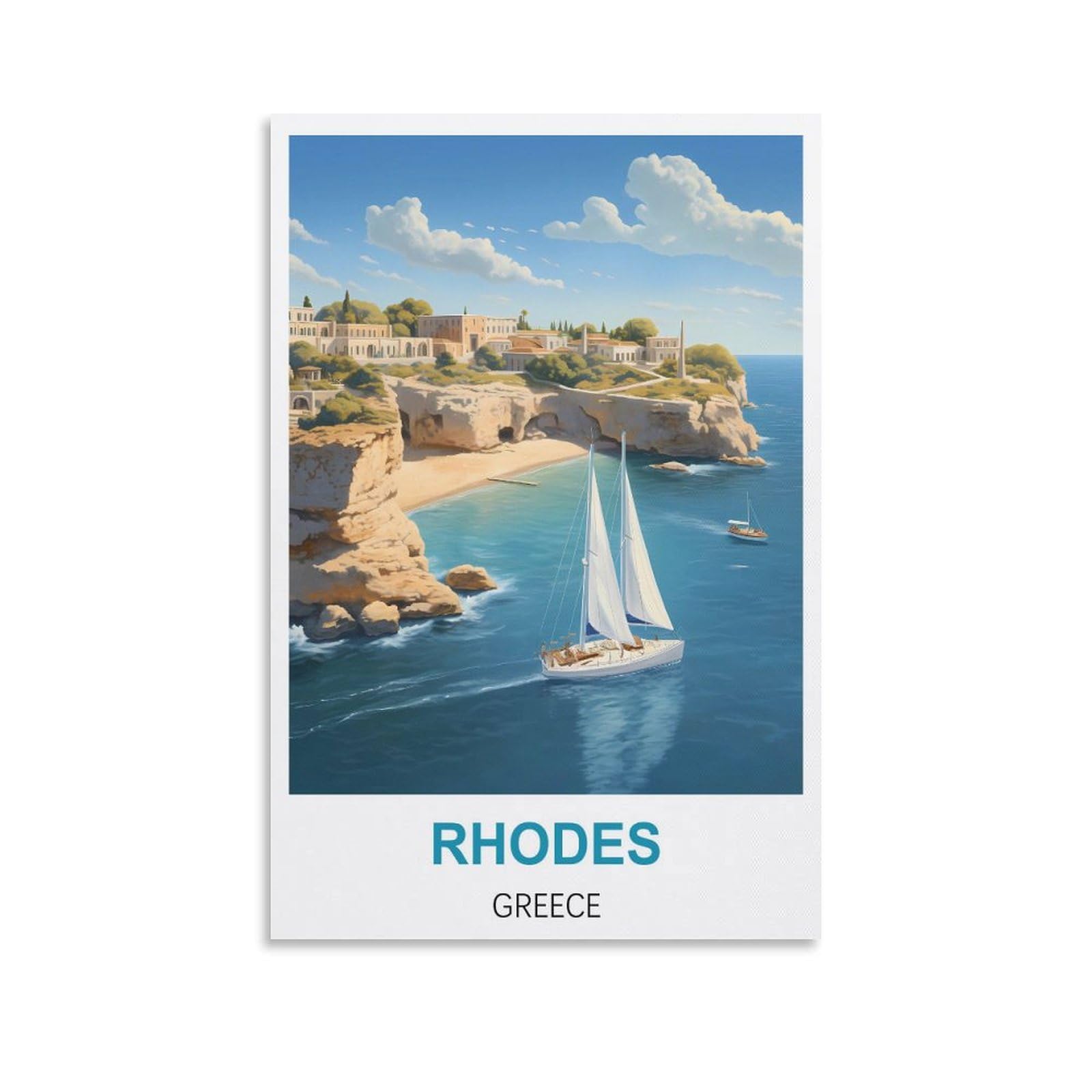 EZMLFA 5D Diamond Art Kits for Beginner,Rhodes Greeces,Diamond Art House DIY Diamond Art Kits for Home Wall Decor 40x50cm