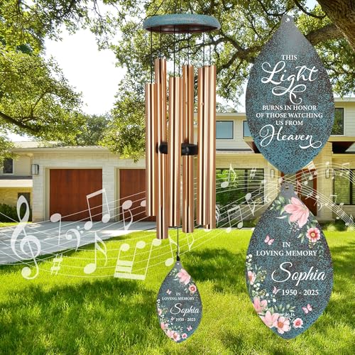 Image of ASTARIN Wind Chimes for Loss of Loved One, Personalized Sympathy Wind Chime for Women, Windchimes Outdoors Deep Tones, Remembrance /Sympathy Gifts Loss of Mother(Produced in Texas)