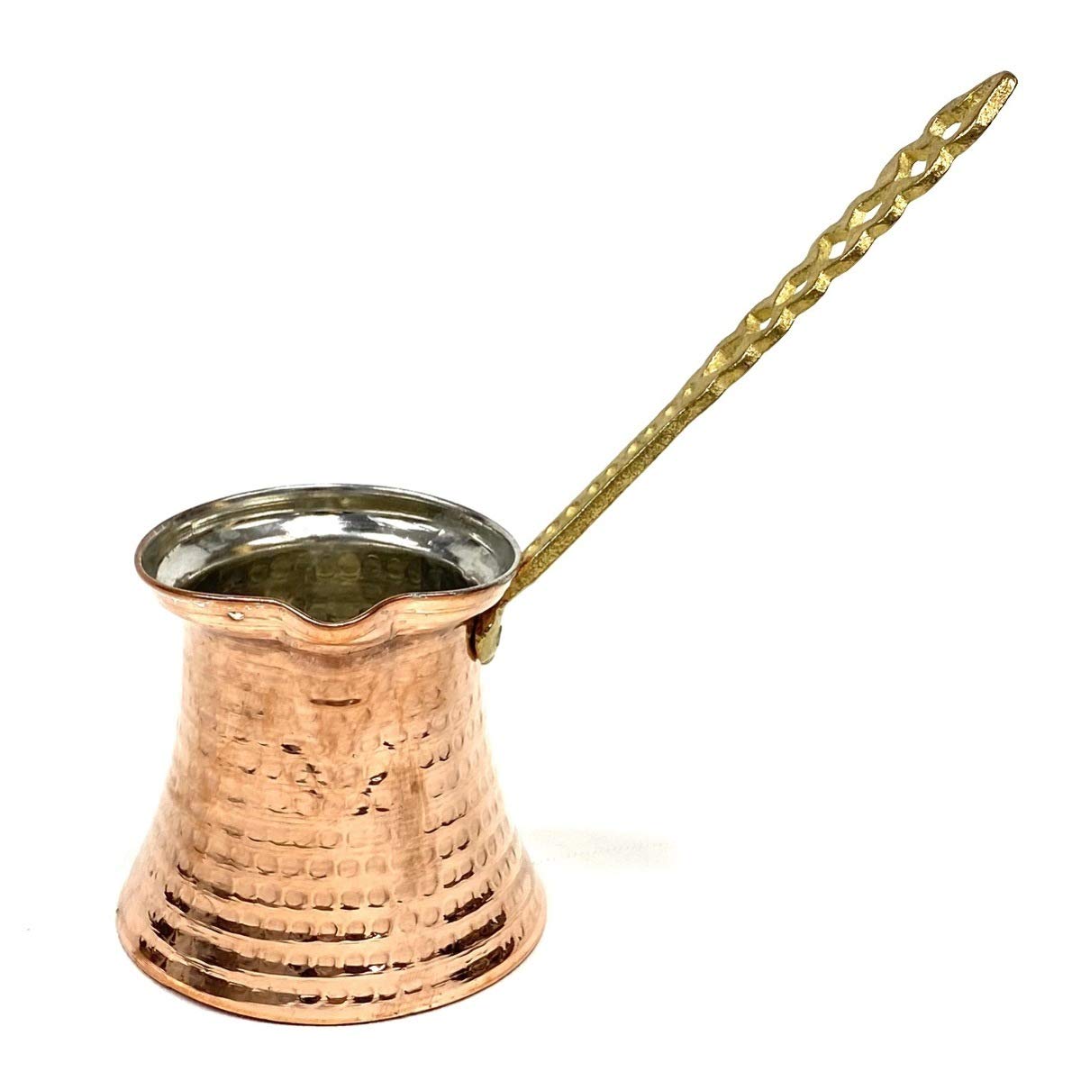 Turkish Coffee Pot Cezve Copper with Nickle Lining 1 1/4 Cup