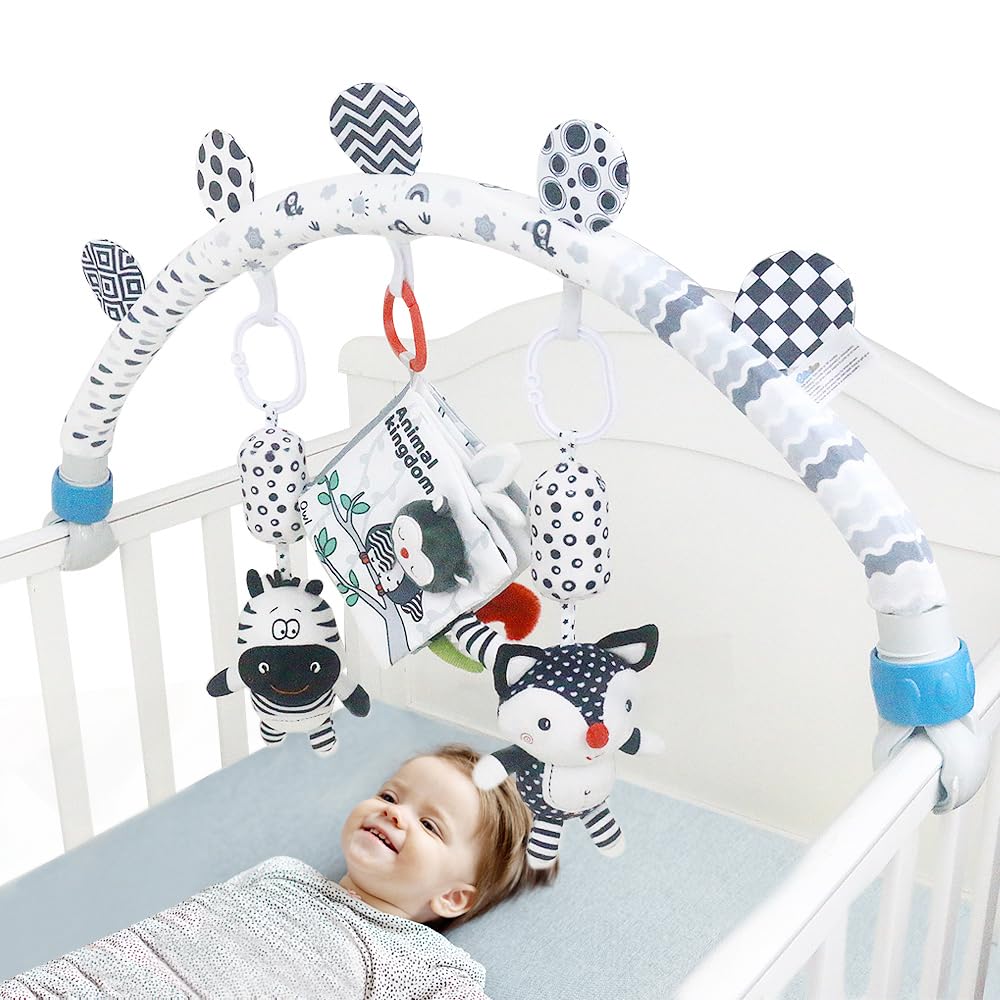 Baby Activity Travel Mobile Arch Toy, Black and White Crib Toys (Animal)
