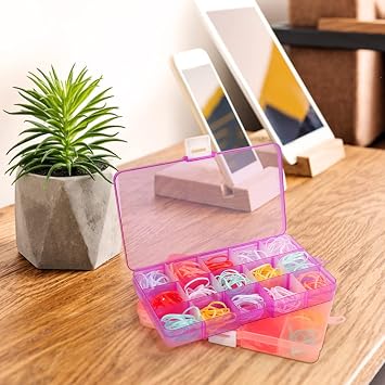 Opret 4 Pcs Bead Storage Box, 15 Grids Plastic Jewellery Organisers | Small Containers with Adjustable Dividers, Compartment Craft Case, Size 17x9.5x2cm, Multicolour