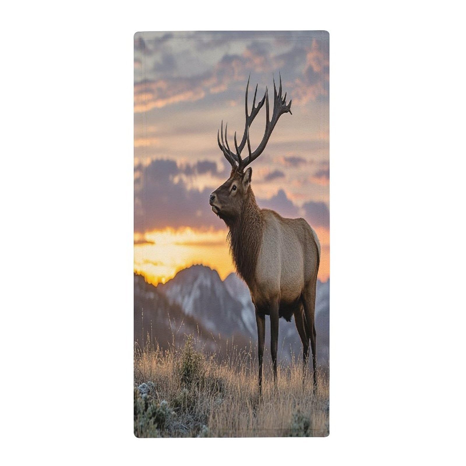 FekiLoot Red Deer Bull Elk Sunset Bath Towel Super Soft Highly Absorbent Bath Towel Fashion Quick Drying Bathroom Towel Soft Large Fingertip Towels for Bathroom Gym Travel Camp Pool