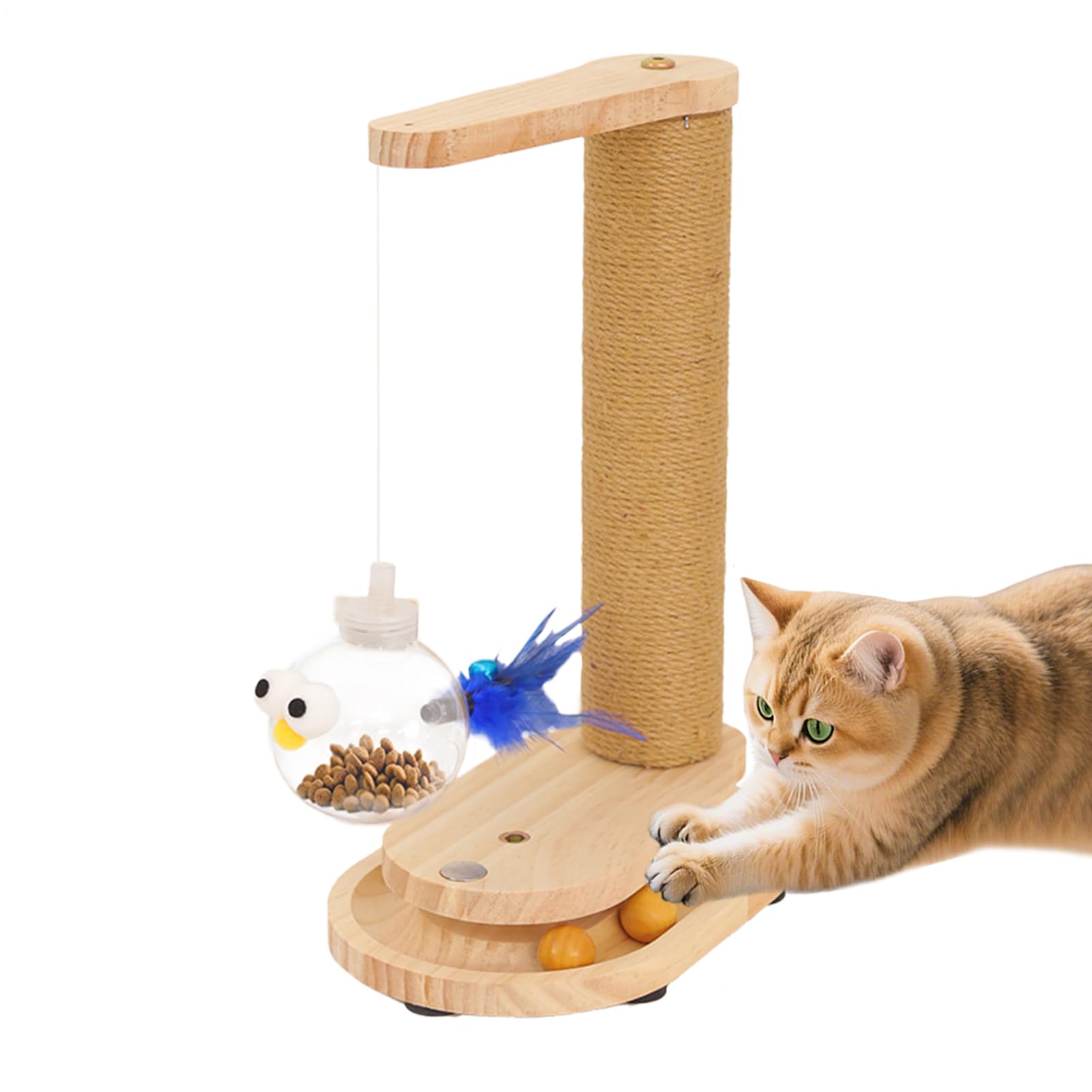 Arbre à chat interactif en bois pour protéger le canapé du salon et amuser votre chaton