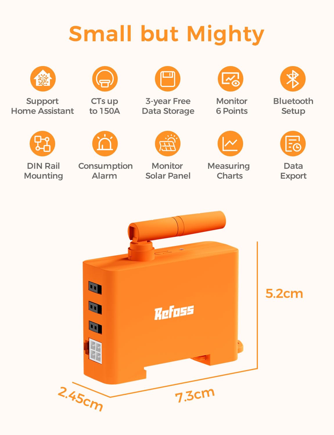 Refoss EM06 inteligentny 3-fazowy licznik energii z Home Assistant, licznik prądu WLAN i Bluetooth, inteligentny miernik z 6 kanałami pomiarowymi (150 A), pomiar zużycia w czasie rzeczywistym,