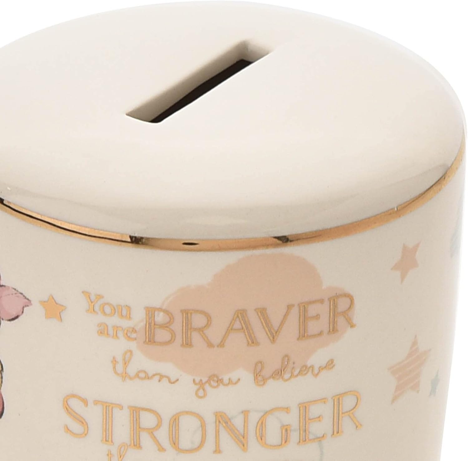 Happy Homewares Magical Beginnings Ceramic Money Box Winnie The Pooh - Braver, Stronger, Smarter - Perfect for a Classic Fan - Officially Licensed