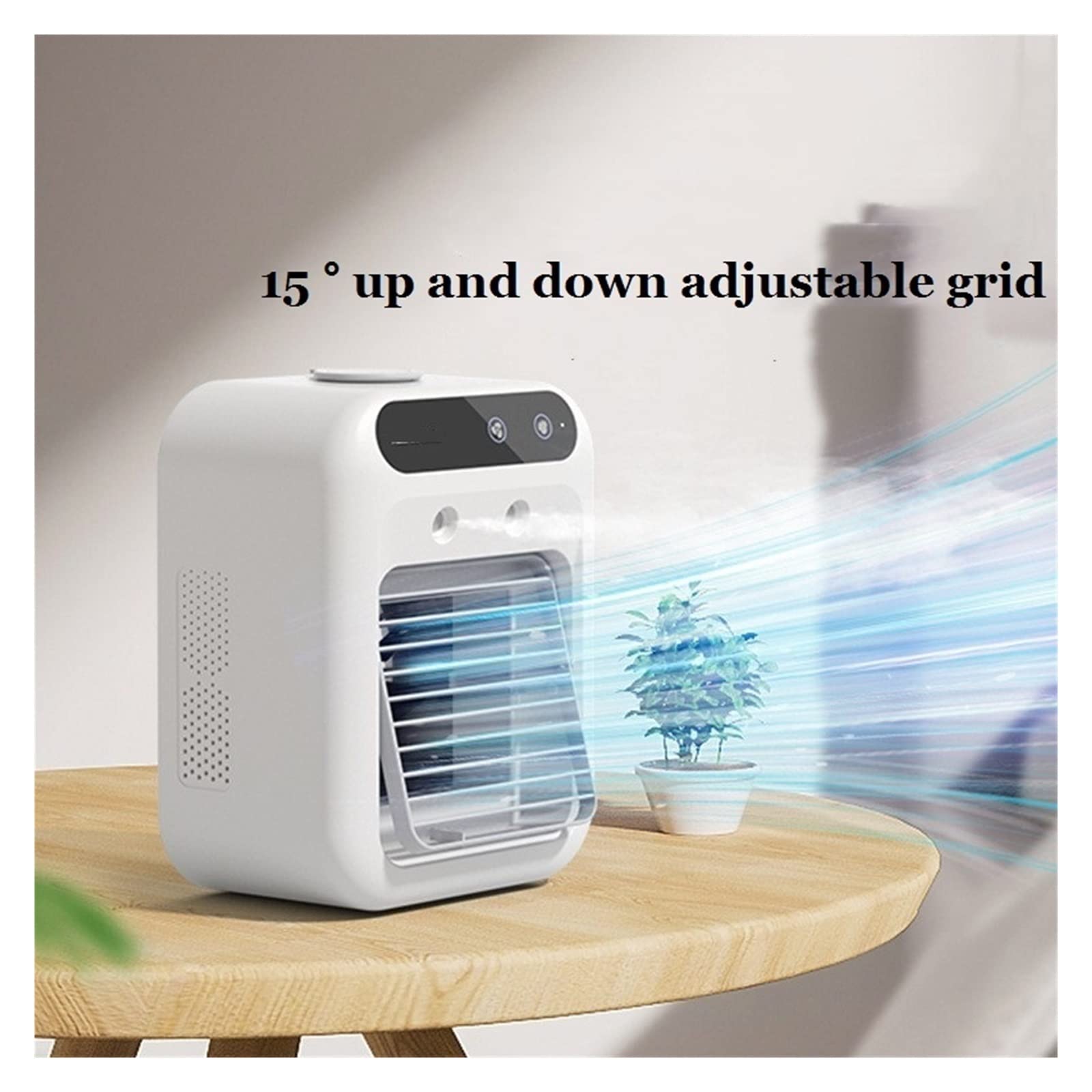 Mini ventilador portátil for aire acondicionado, de refrigeración por agua, 2 velocidades viento for humidificador oficina en casa Flujo Aire Confort Brisa Refrescante