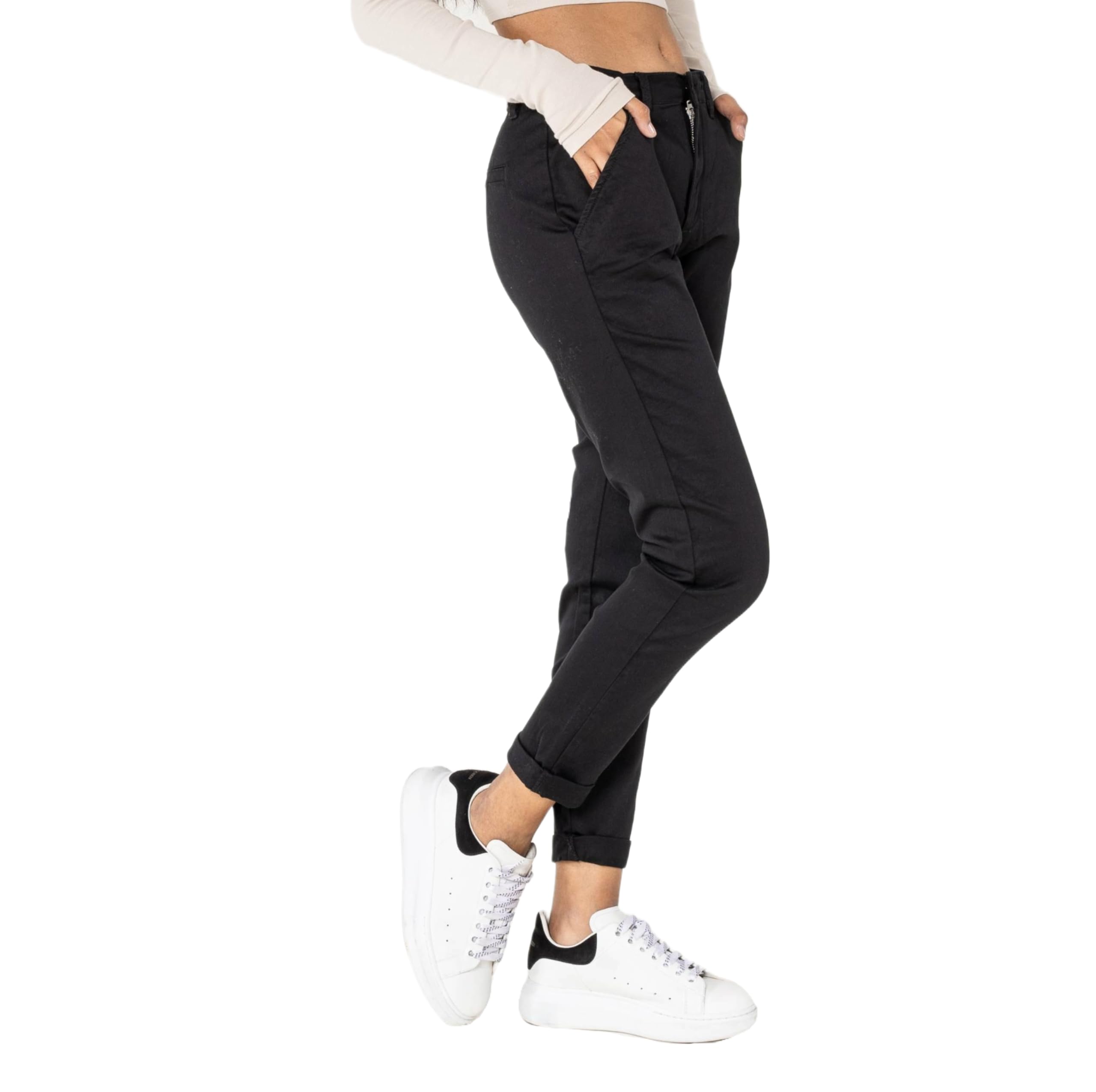 Nina Carter J250 damskie spodnie chinosy, wygodne, średnia wysokość stanu, slim fit, spodnie bawełniane – stylowe spodnie na co dzień