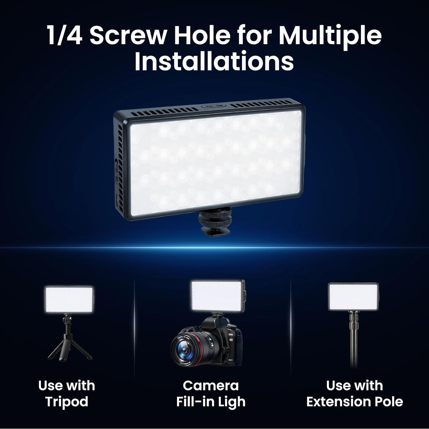 RGB LED Video Light, Portable 360° Full Color Photography Light, CRI 95+ 2700-7500K, 5200mAh Rechargeable Battery, 32 Modes, Camera Lighting with Hot Shoe Mount for Selfie, Vlogging, Video Recording