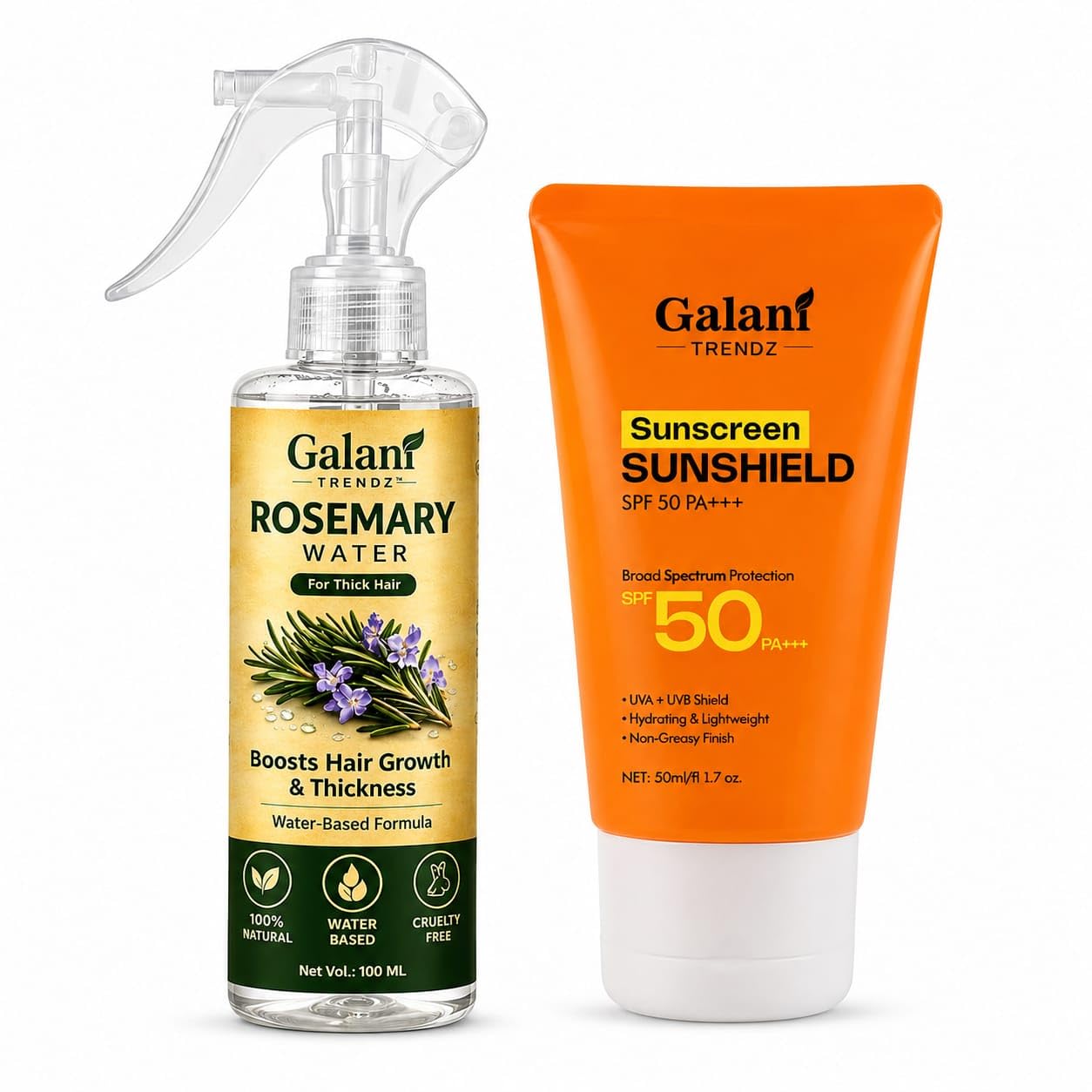 Rosemary Water 100ml & Sunscreen Sunshield SPF 50 PA+++ 50ml Combo | Hair Growth Care & Broad Spectrum UVA UVB Protection |-image-33